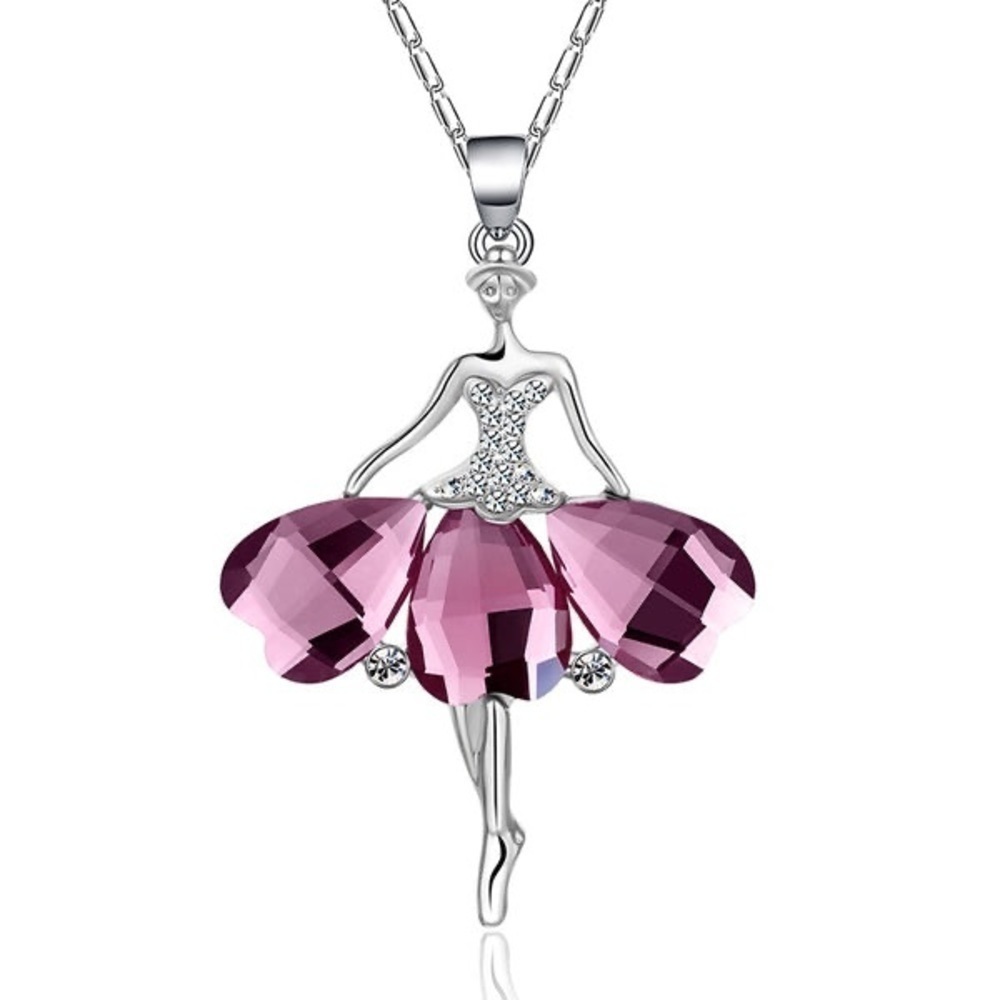 Ballerina Pendant Necklace Purple